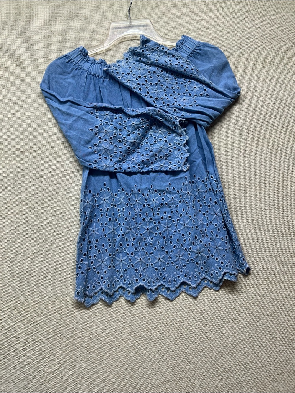 Style Envy Blue Eyelet Off-Shoulder Tunic